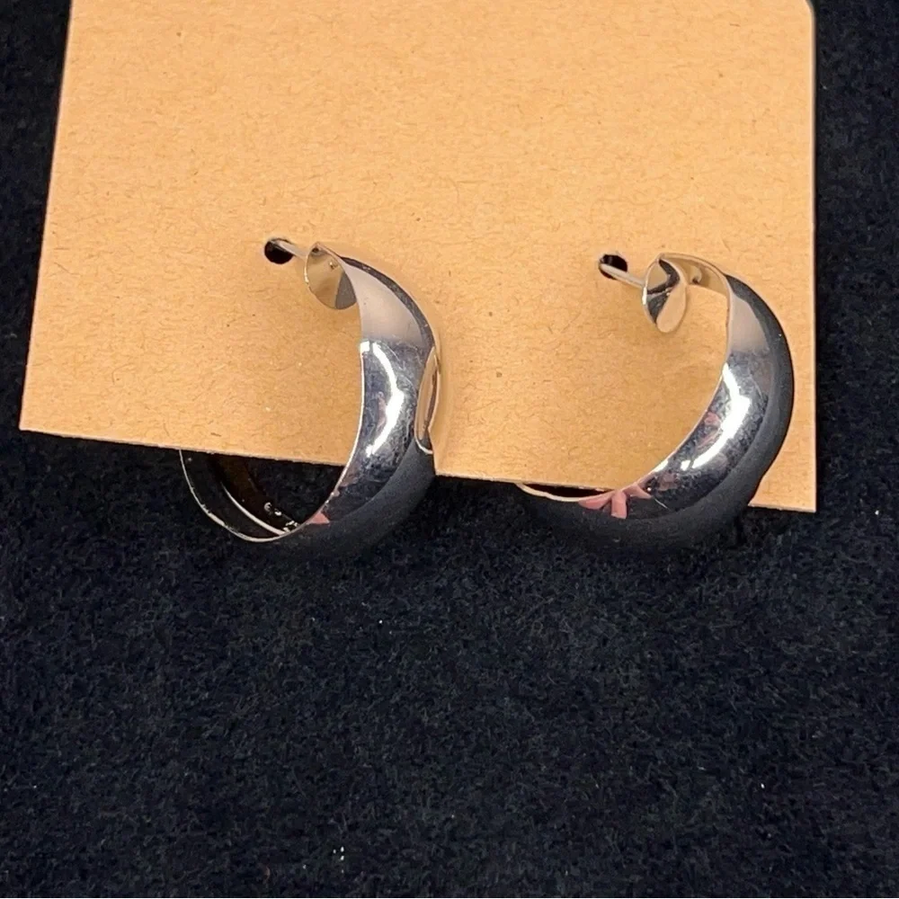 Silver Wide Hoop Earrings Classic